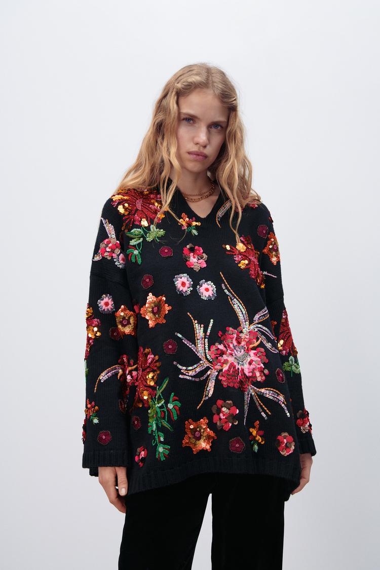 ZARA 2024 Limited Edition Patchwork Sequin Sweater